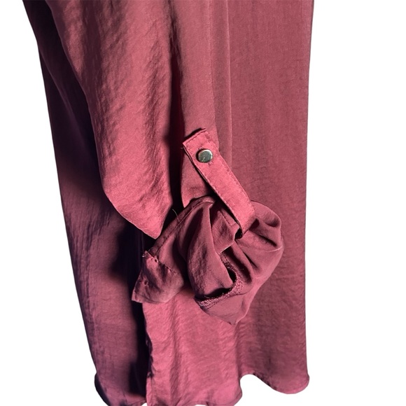 APT 9 V Neck Long Sleeve Blouse, Maroon, Size Medium - Picture 6 of 11